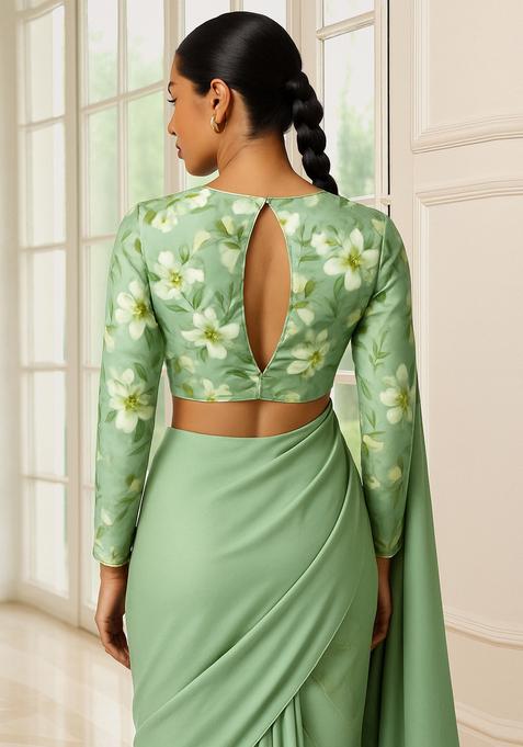 Sea Green Printed Polyester Sharara Set