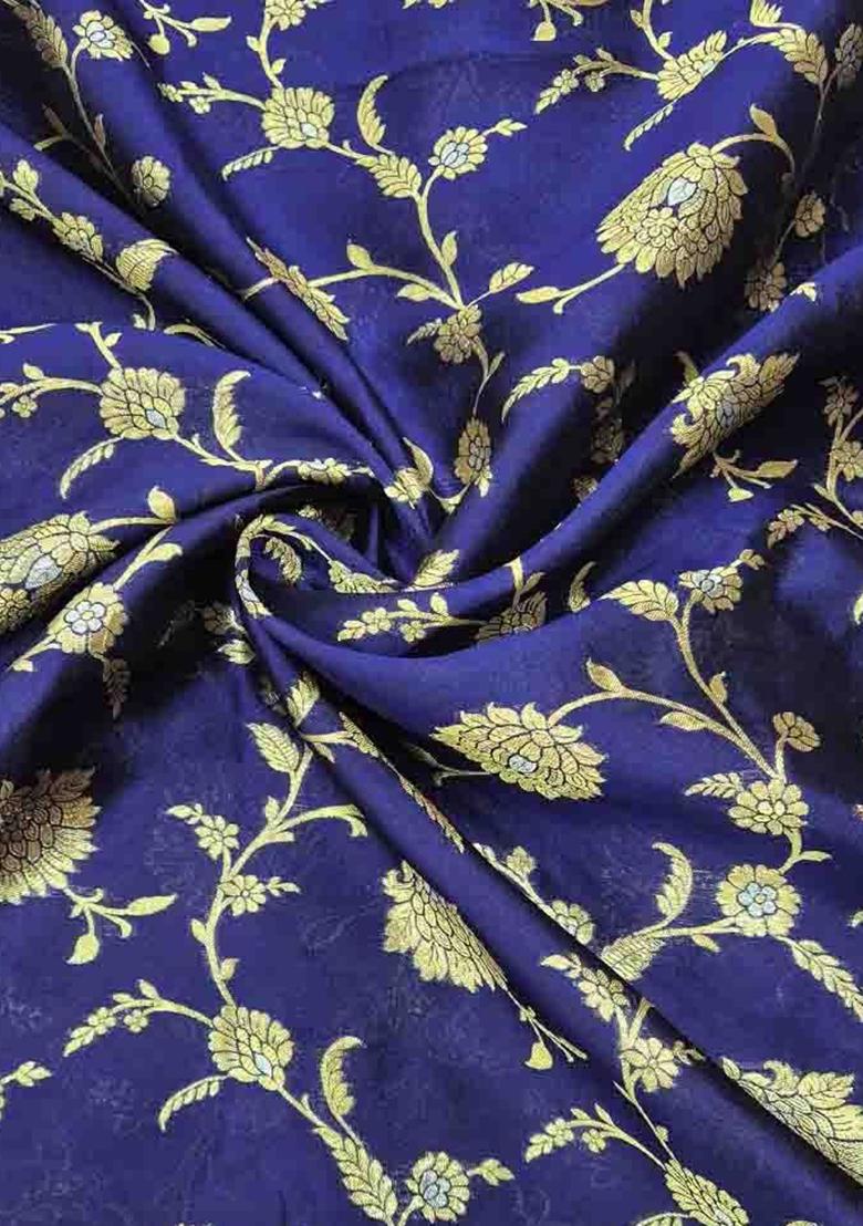 Navy Blue Embroidered Silk Sharara Set