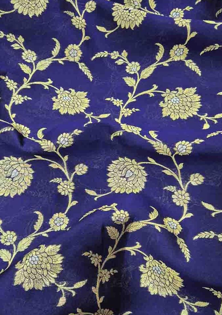 Navy Blue Embroidered Silk Sharara Set