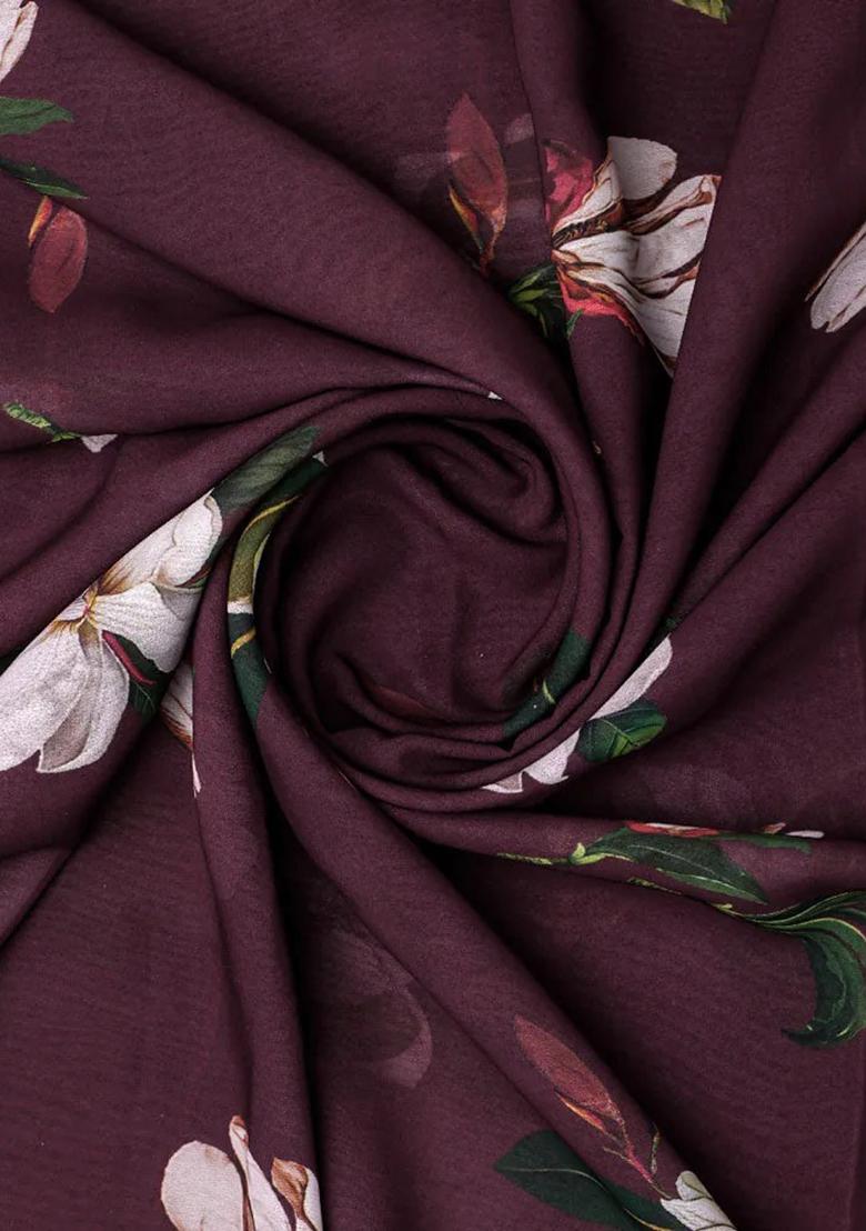 Brown Printed Georgette Anarkali Set