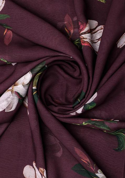 Brown Printed Georgette Anarkali Set