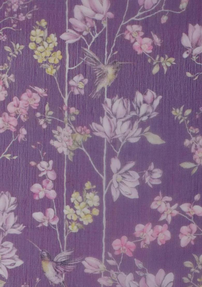 Purple Printed Georgette Anarkali Set