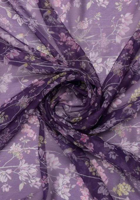 Purple Printed Georgette Anarkali Set