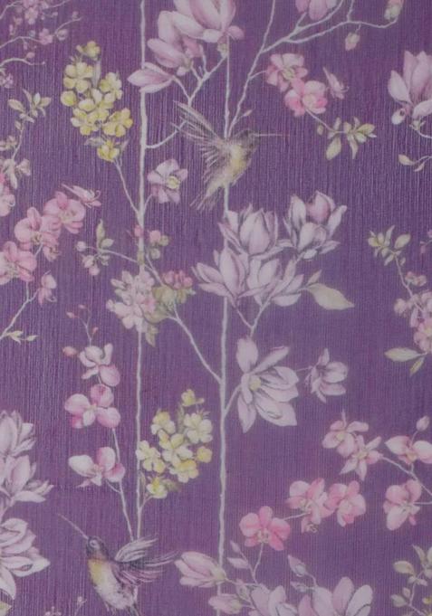 Purple Printed Georgette Anarkali Set