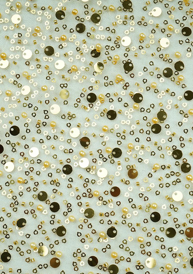 Yellow Sequin Blouse Georgette Fusion Set - Indya