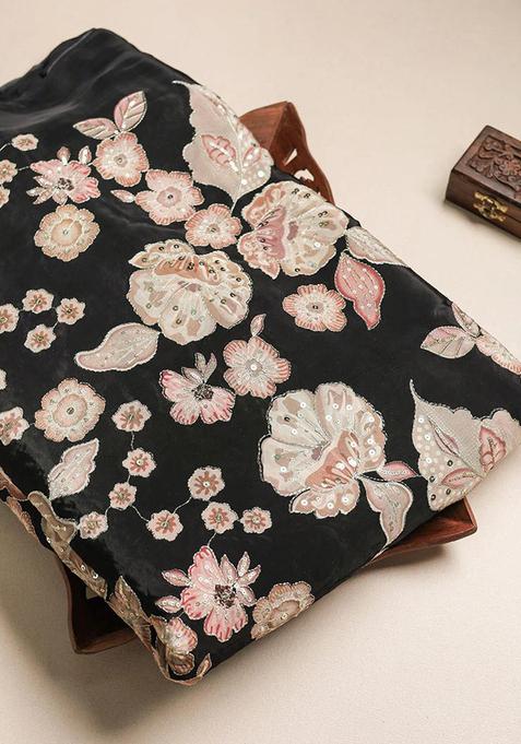 Black Embroidered Silk Kurta Set