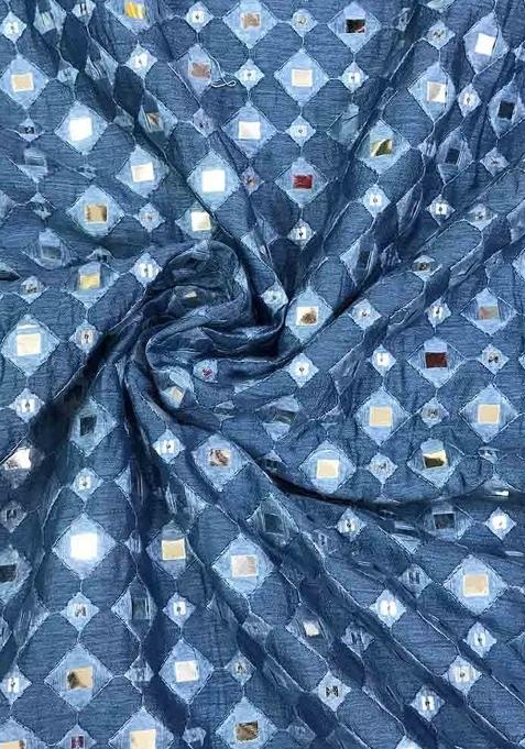 Blue Embelished Silk Sharara Set