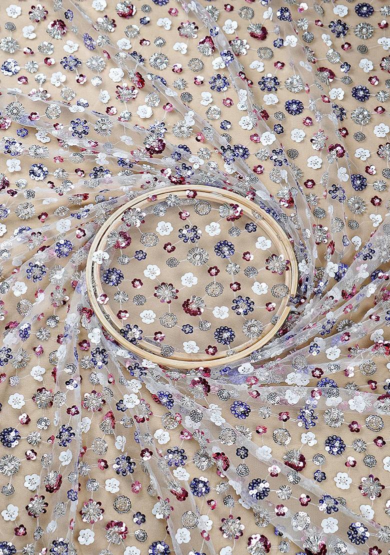 Beige Sequin Embellished Net Sharara Set