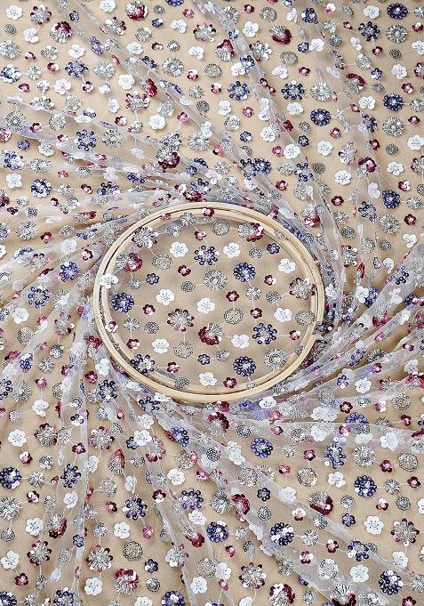 Beige Sequin Embellished Net Sharara Set