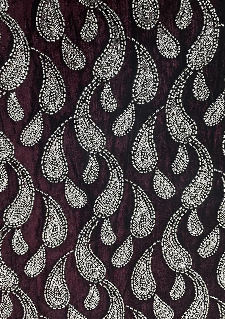 Maroon Embellished Top Georgette Fusion Set - Indya