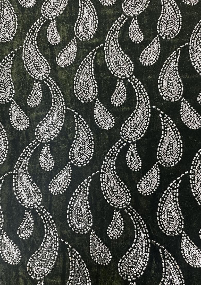 Green Embellished Top Georgette Fusion Set - Indya