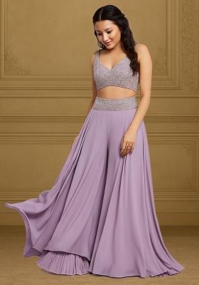 Lilac Embellished Top Georgette Fusion Set