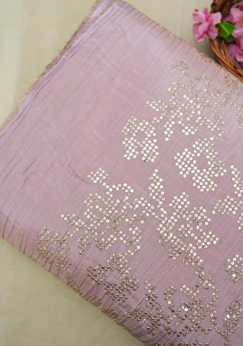 Lilac Embellished Top Georgette Fusion Set - Indya