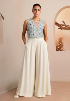 White Embroidered Georgette Kurta Set