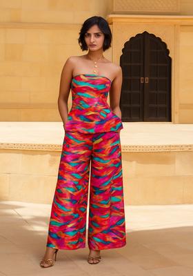 Multicolor Printed Polyester Kurta Set