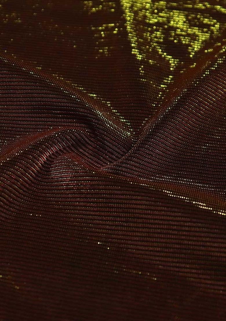 Brown Foil Printed Sharara Set