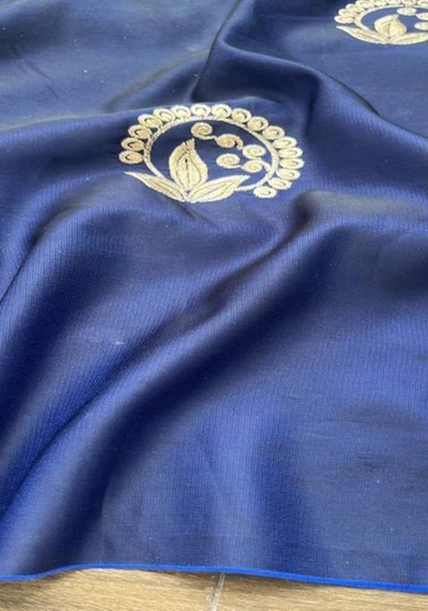 Blue Embroidered Silk Sharara Set