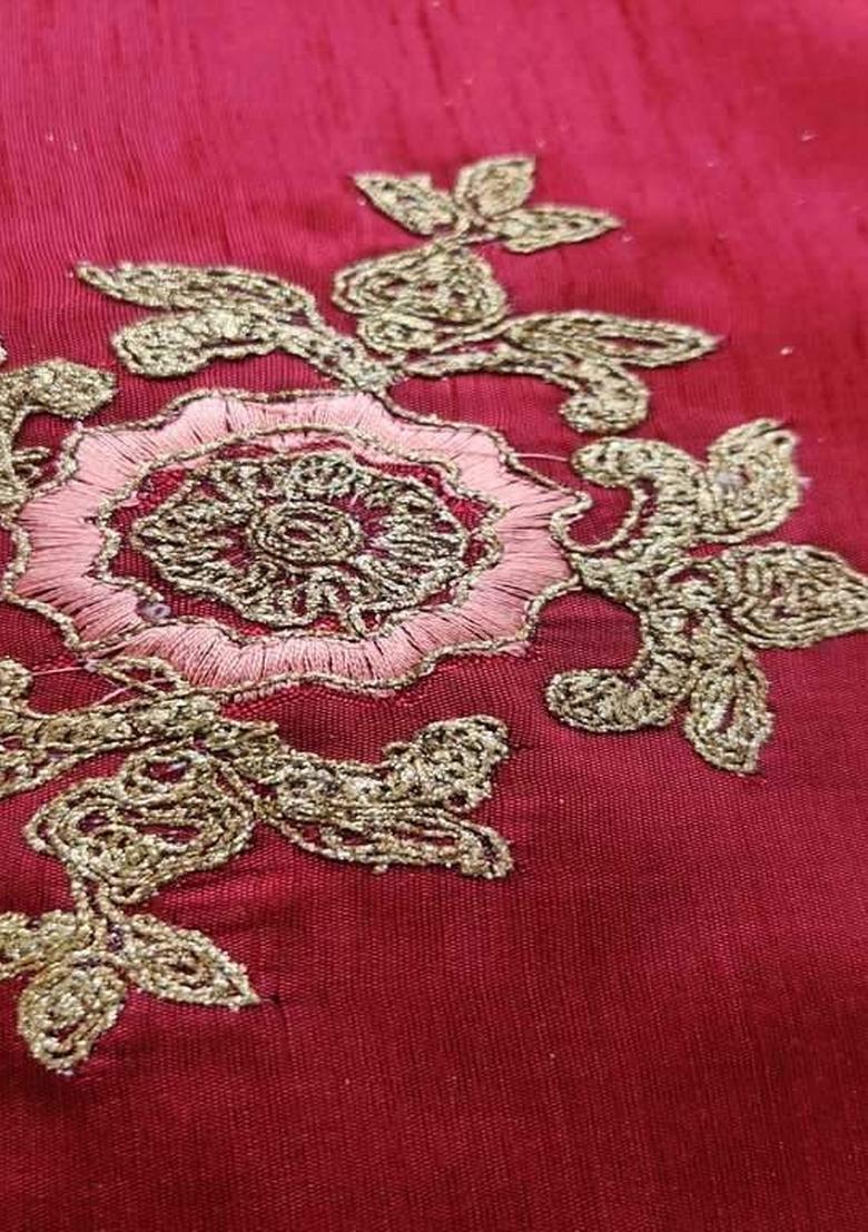 Red Embroidered Oragnza Sharara Set - Indya