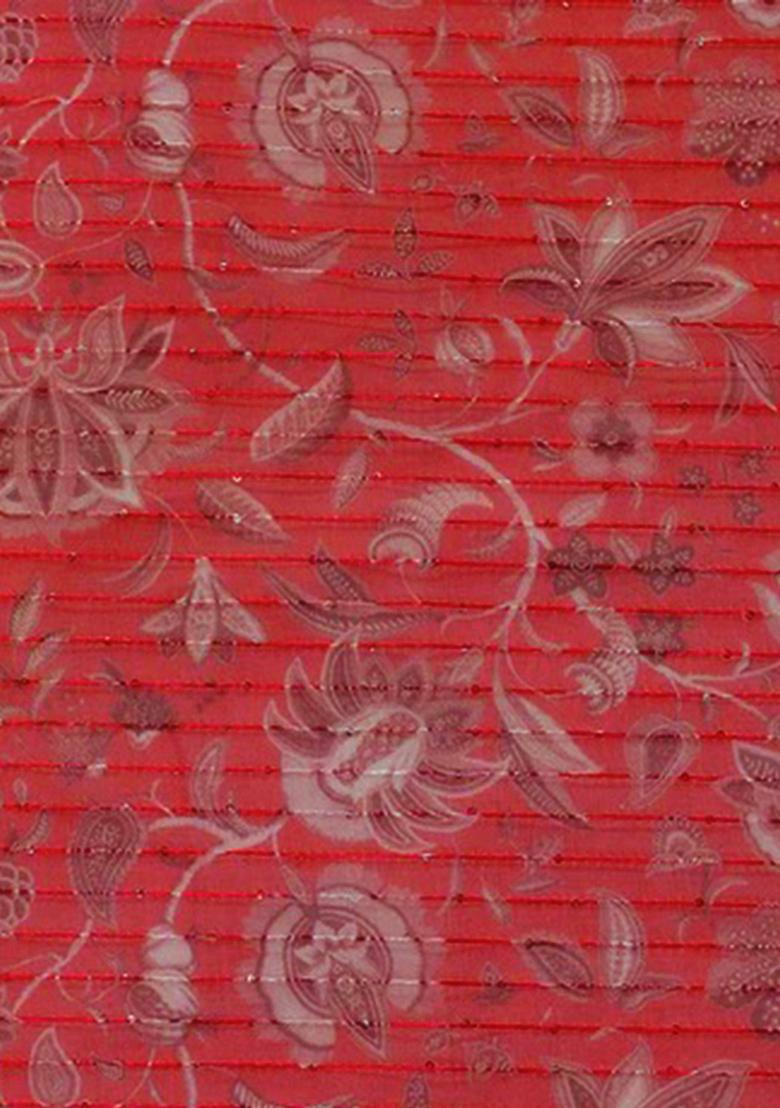 Red Printed Organza Fusion Set - Indya