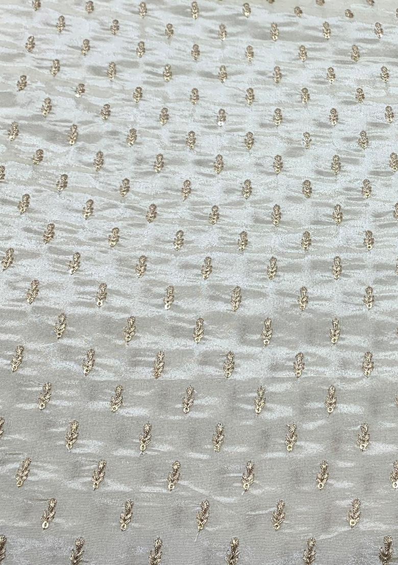 Off White Embroidered Tissue Kurta Set - Indya