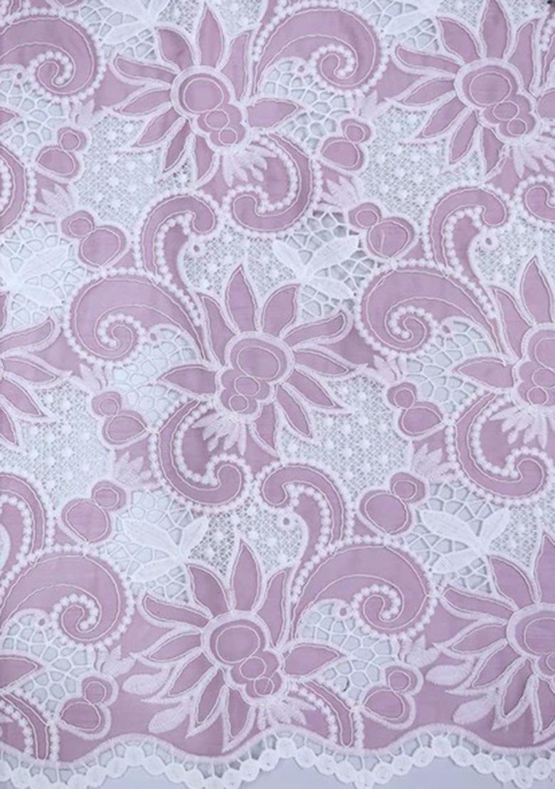 White And Pink Embroidered Georgette Sharara Set - Indya