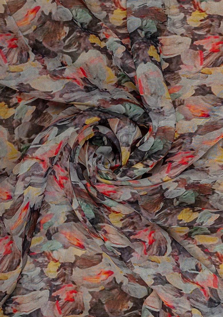 Multicolor Georgette Floral Printed Fusion Set - Indya