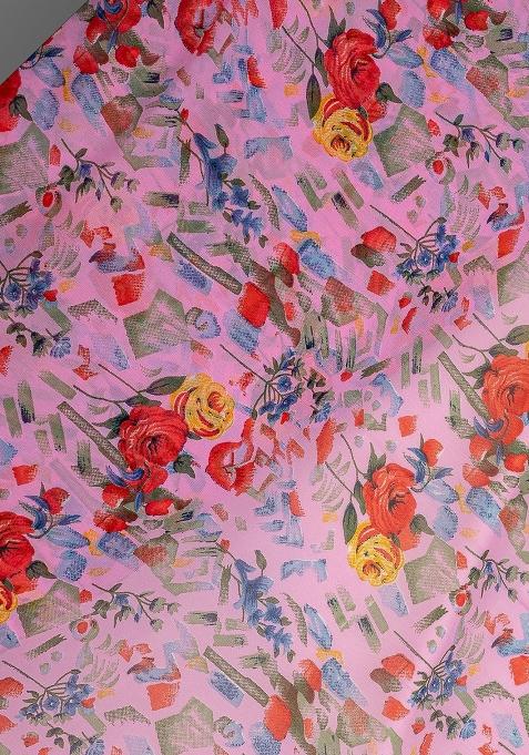 Pink Georgette Floral Printed Sharara Set