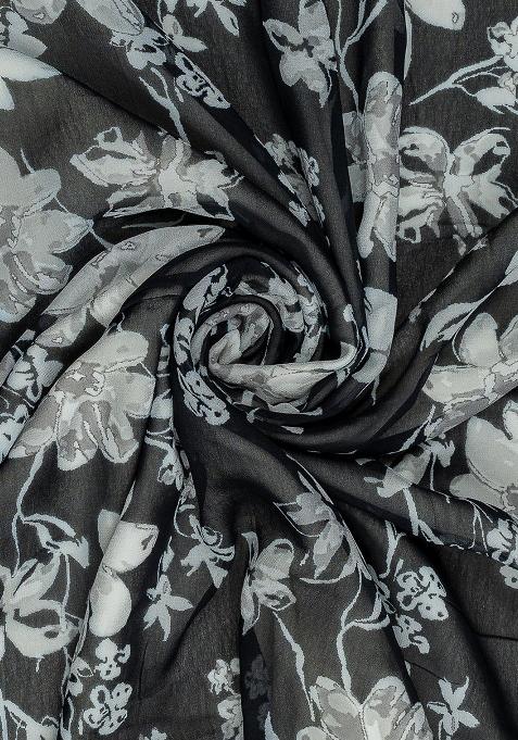 Black Georgette Floral Printed Sharara Set