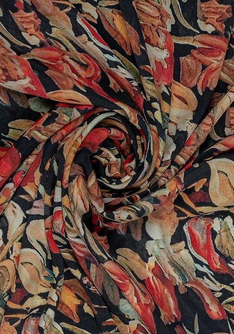 Black Georgette Floral Printed Sharara Set