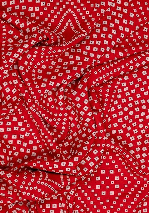 Red Crepe Bandhani Printed Short Kurta With Palazzo