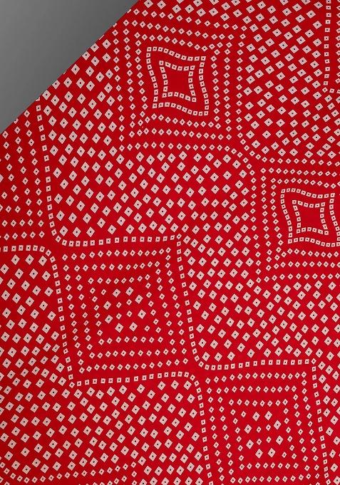 Red Crepe Bandhani Printed Short Kurta With Palazzo