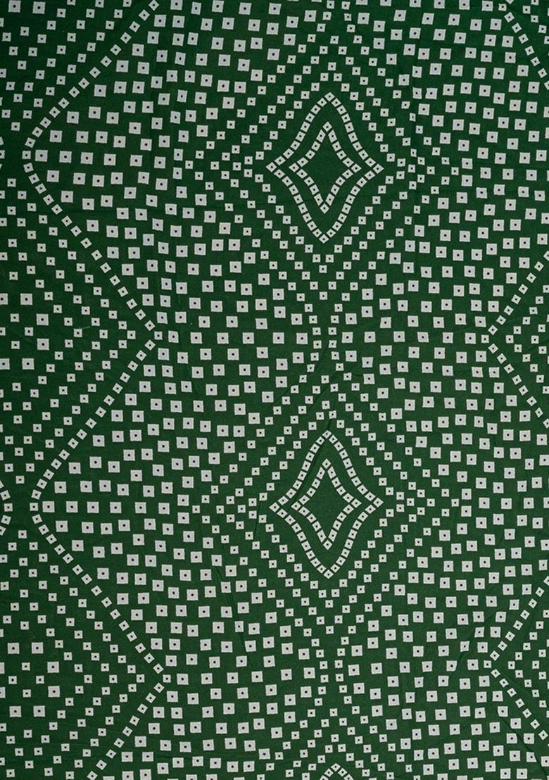 Green Crepe Bandhani Printed Short Kurta With Palazzo  - Indya