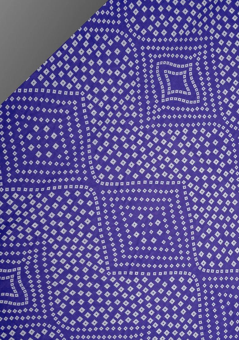 Blue Crepe Bandhani Printed Short Kurta With Palazzo  - Indya