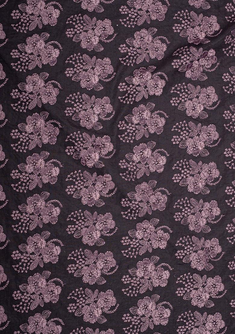 Purple Net Embroidered Fusion Set - Indya