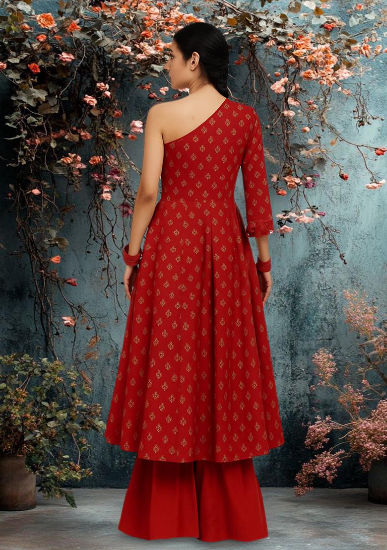 Green Brocade Fusion Set - Indya