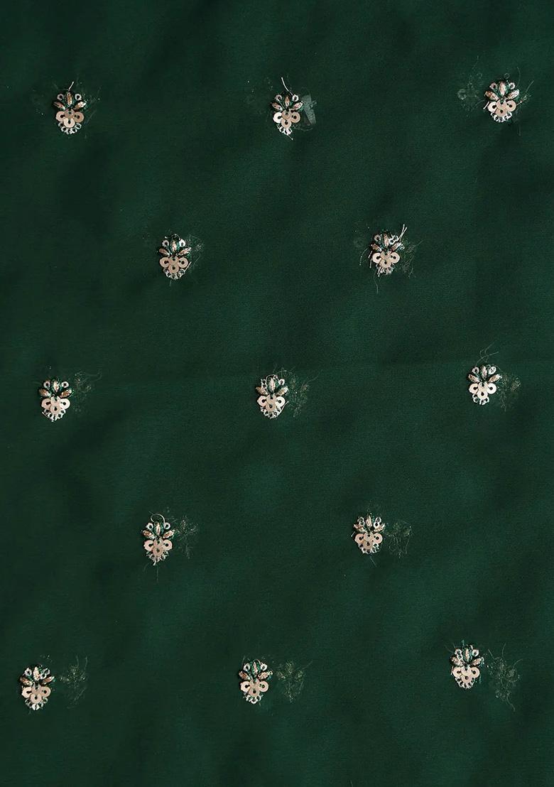 Green Silk Embroidered Kurta Set - Indya