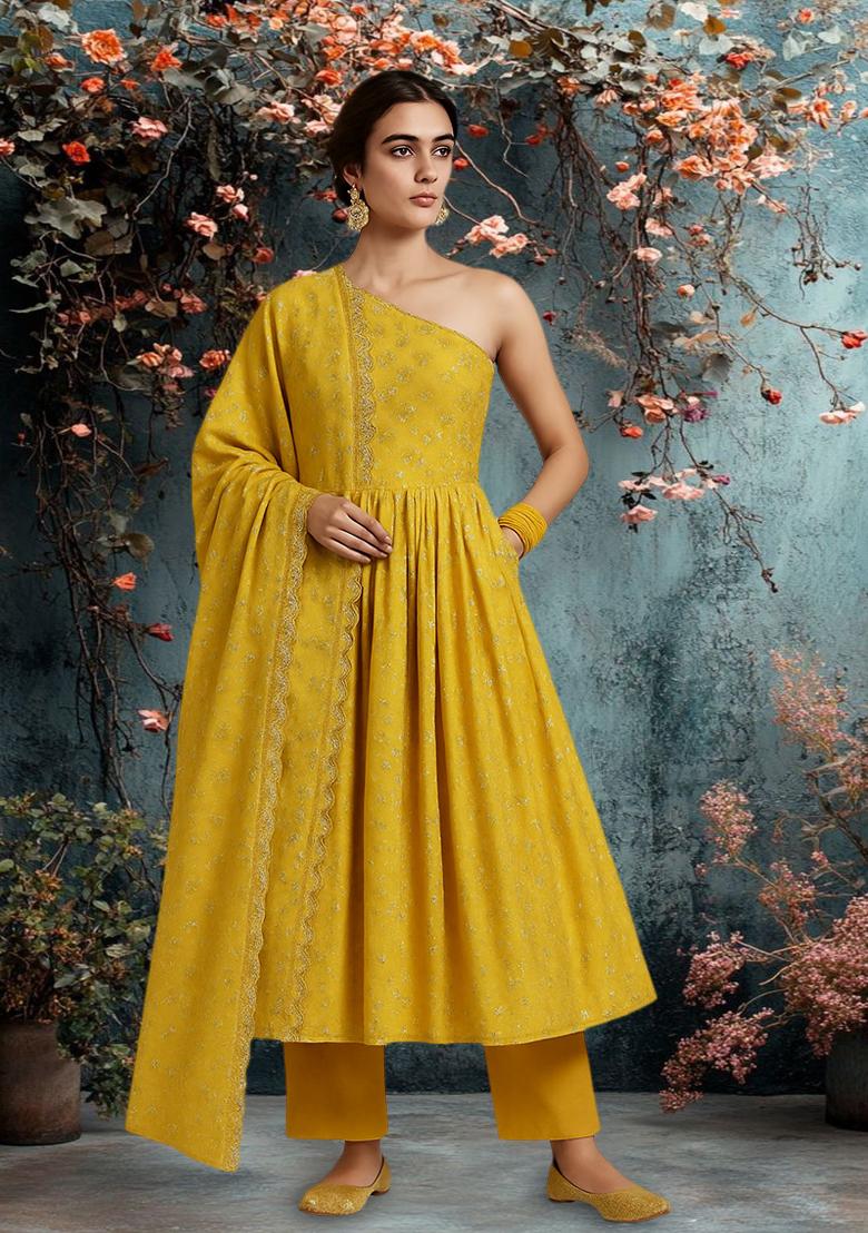 White Tissue Embroidered Sharara Set