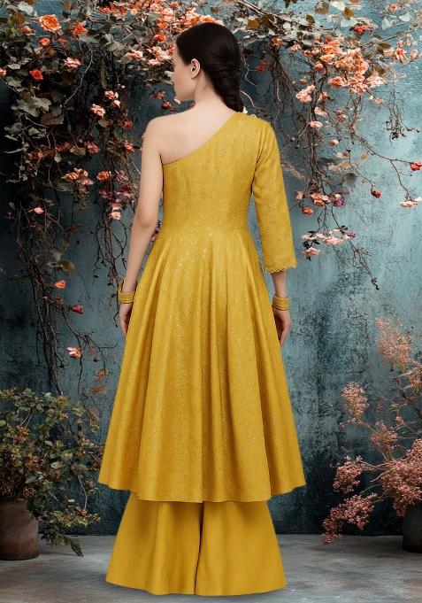 White Tissue Embroidered Sharara Set