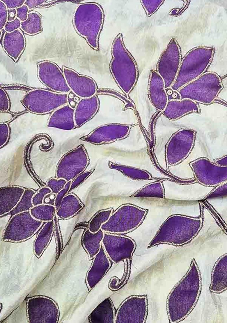 White Tissue Embroidered Sharara Set - Indya