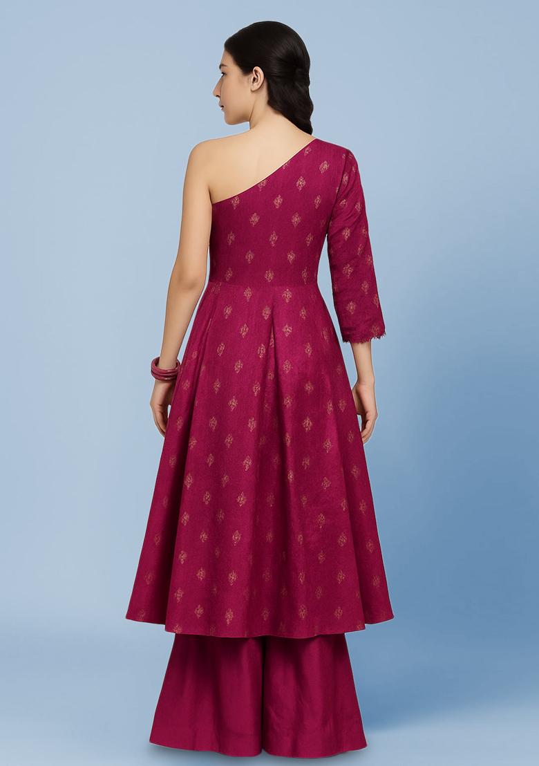 White Tissue Embroidered Sharara Set - Indya