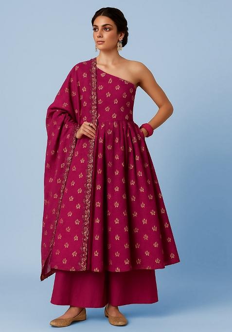 White Tissue Embroidered Sharara Set