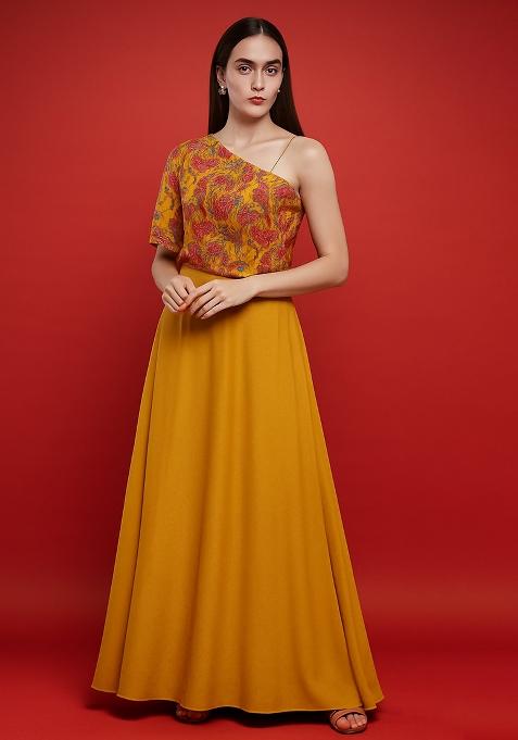 Wine Embroidered Georgette Sharara Set