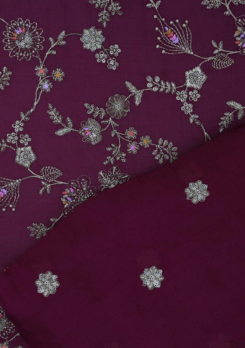 Peach Floral Print Georgette Fusion Set - Indya