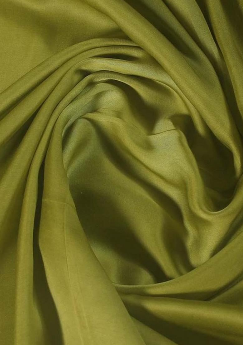 Olive Green Solid Cotton Fusion Set - Indya