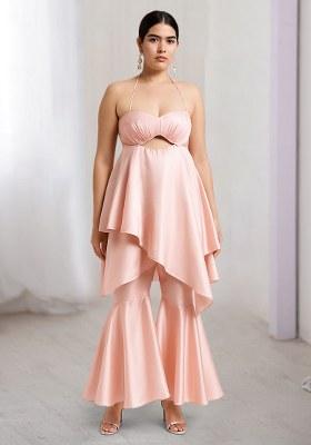 Pink Solid Cotton Fusion Set