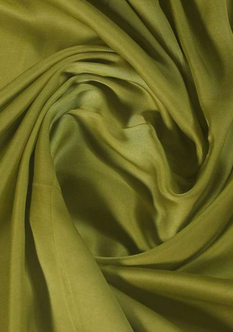 Olive Green Solid Cotton Fusion Set - Indya