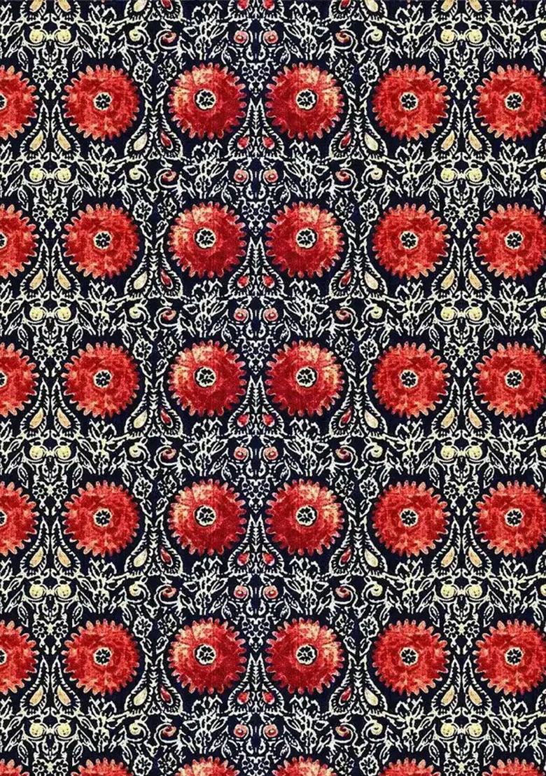 Dark Blue Crepe Floral Printed Anarkali Set - Indya