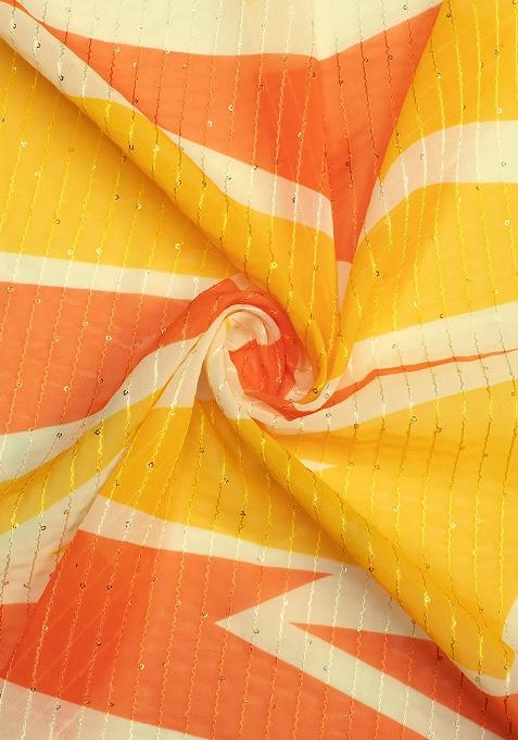 Yellow Printed Embroidered Georgette Anarkali Set