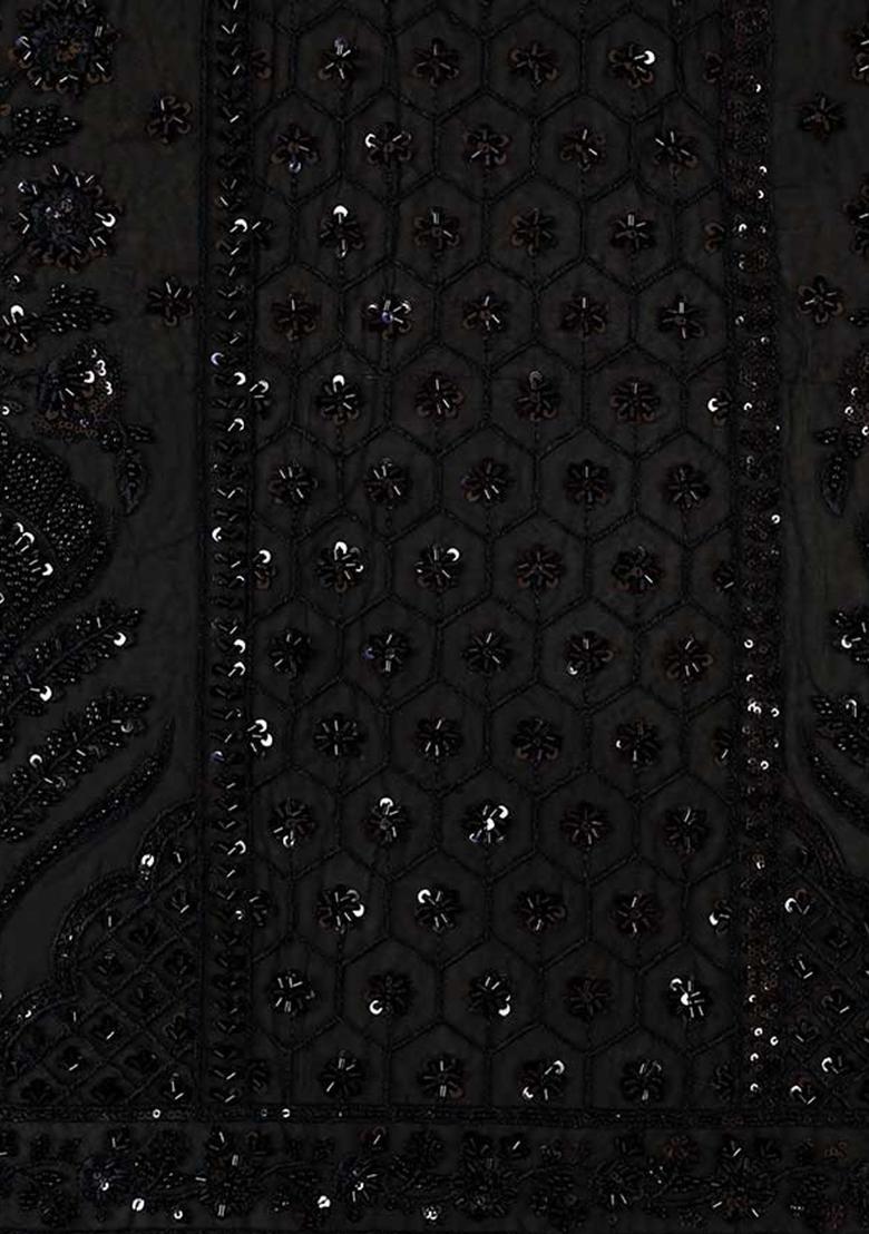 Black Georgette Embellished Gown - Indya