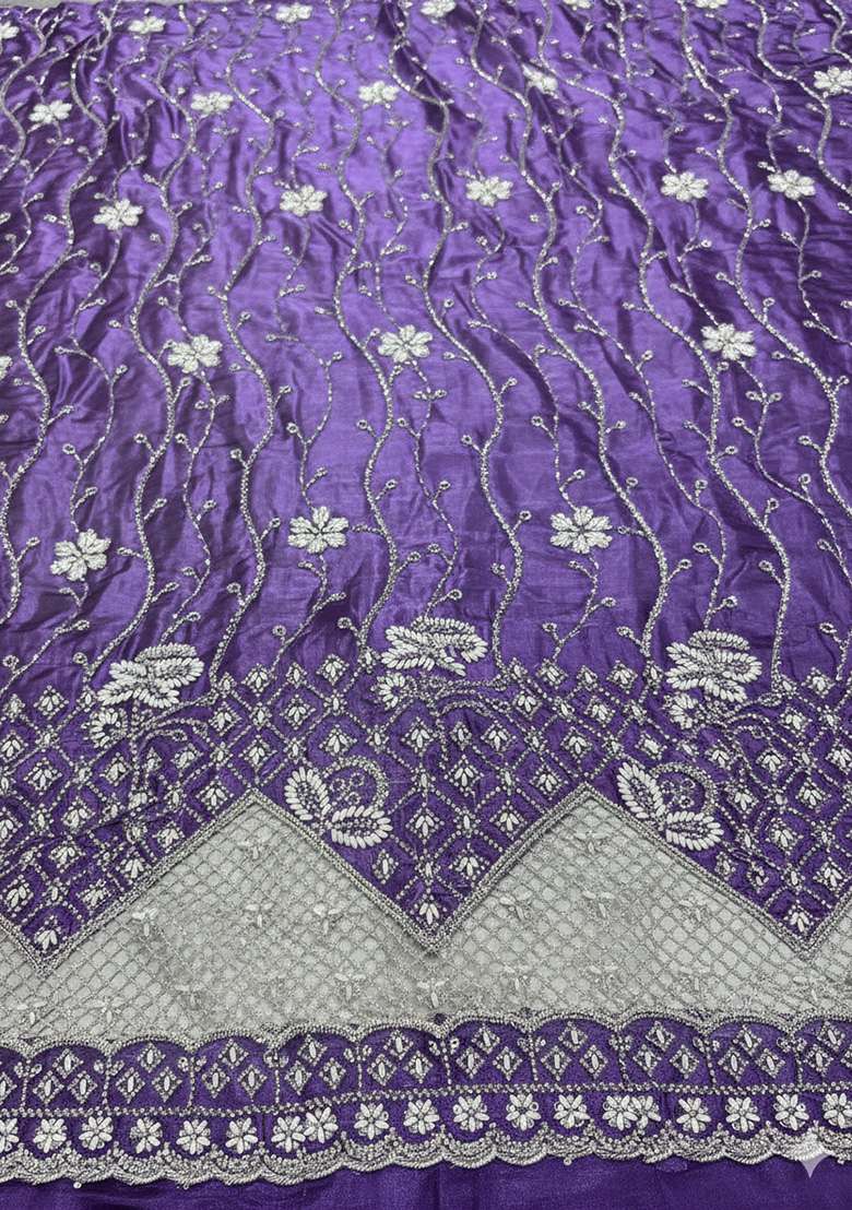 Purple Embroidered Net Anarkali Set - Indya